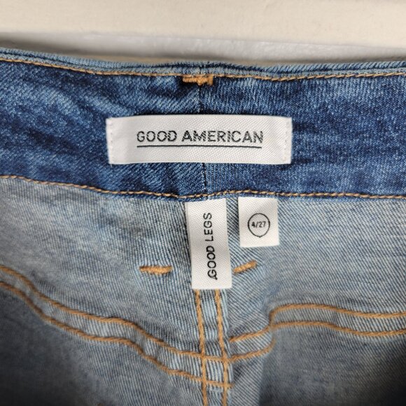 Good American Women's Size 4 Jeans Good Legs Distressed Raw Hem - Picture 6 of 7